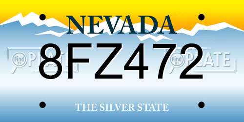 8FZ472 Nevada License Plate