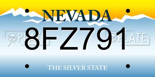 8FZ791 Nevada License Plate