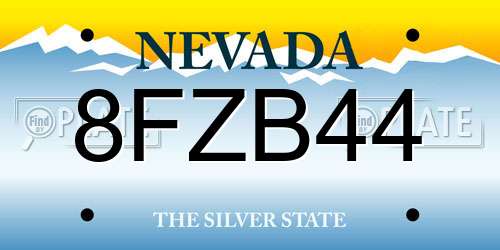 8FZB44 Nevada License Plate
