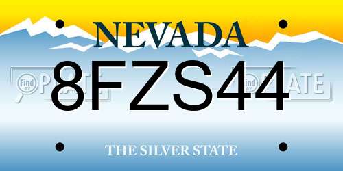 8FZS44 Nevada License Plate