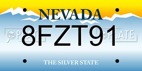 8FZT91 Nevada License Plate