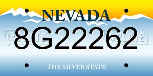 8G22262 Nevada License Plate