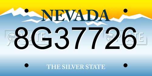 8G37726 Nevada License Plate