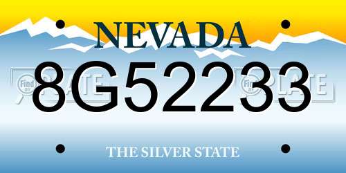 8G52233 Nevada License Plate