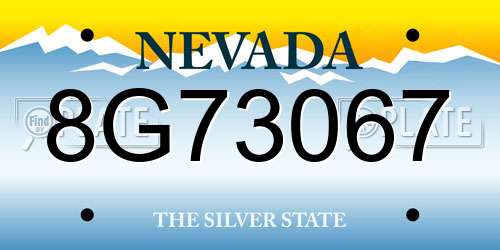 8G73067 Nevada License Plate