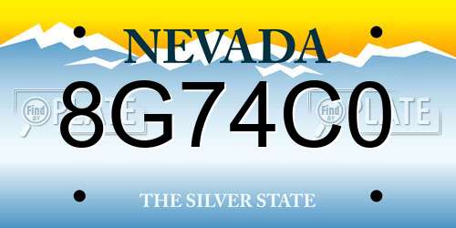 8G74C0 Nevada License Plate