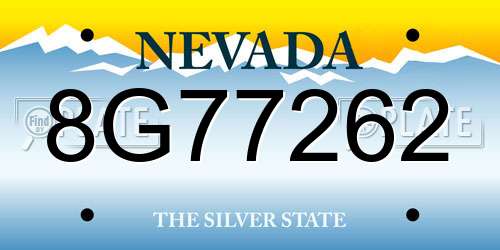 8G77262 Nevada License Plate