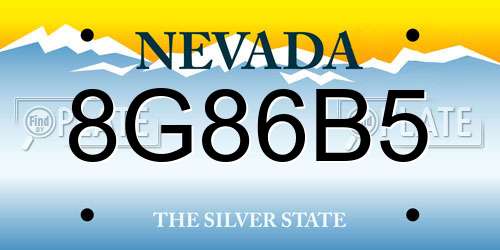 8G86B5 Nevada License Plate