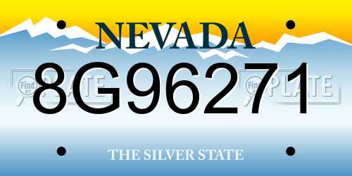8G96271 Nevada License Plate