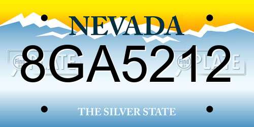 8GA5212 Nevada License Plate