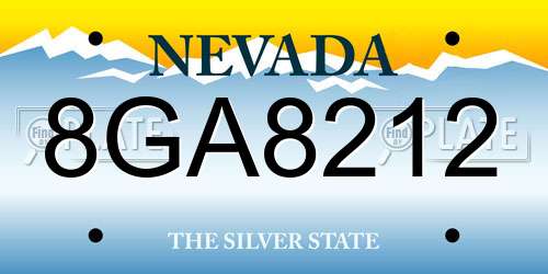 8GA8212 Nevada License Plate