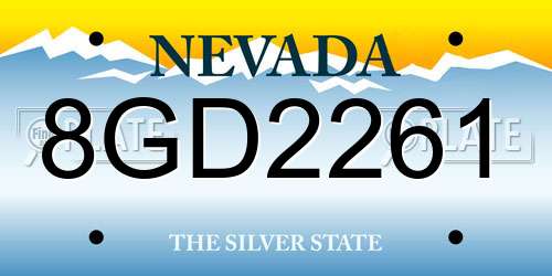 8GD2261 Nevada License Plate