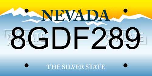 8GDF289 Nevada License Plate