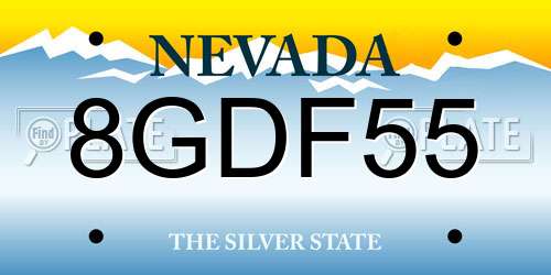 8GDF55 Nevada License Plate