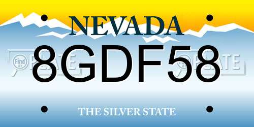 8GDF58 Nevada License Plate