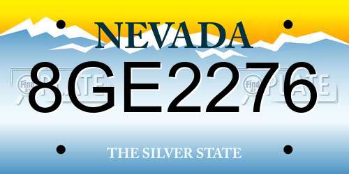 8GE2276 Nevada License Plate