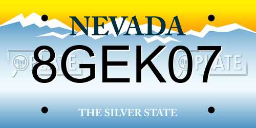 8GEK07 Nevada License Plate