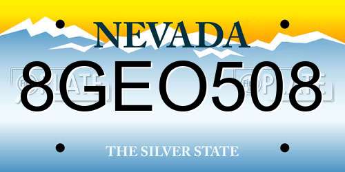 8GEO508 Nevada License Plate