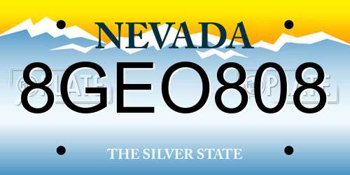 8GEO808 Nevada License Plate