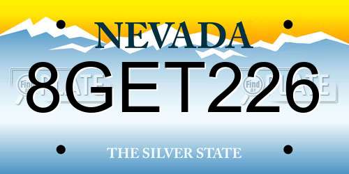 8GET226 Nevada License Plate