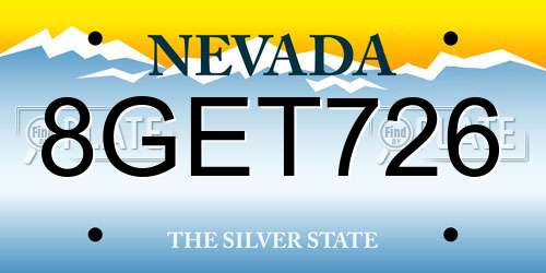 8GET726 Nevada License Plate