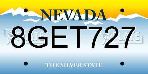 8GET727 Nevada License Plate