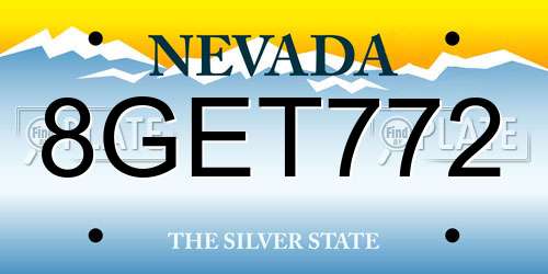 8GET772 Nevada License Plate