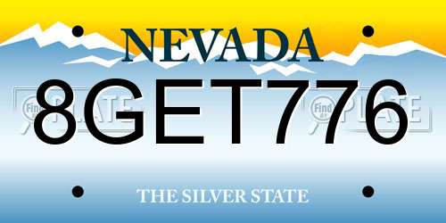 8GET776 Nevada License Plate