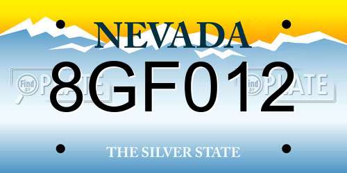 8GF012 Nevada License Plate