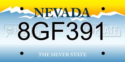 8GF391 Nevada License Plate