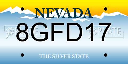 8GFD17 Nevada License Plate