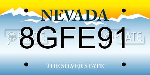 8GFE91 Nevada License Plate
