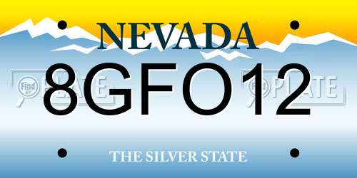 8GFO12 Nevada License Plate