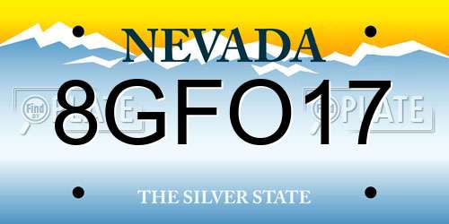 8GFO17 Nevada License Plate