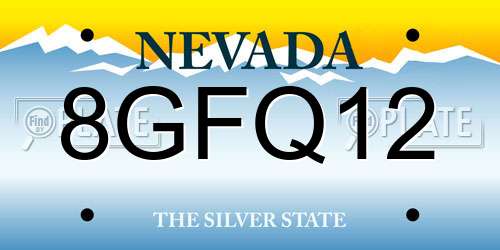 8GFQ12 Nevada License Plate