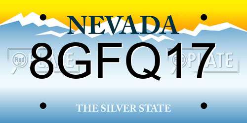 8GFQ17 Nevada License Plate