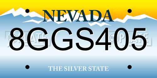 8GGS405 Nevada License Plate