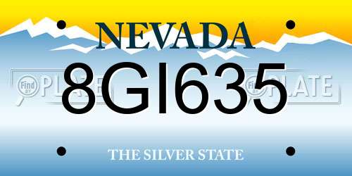 8GI635 Nevada License Plate