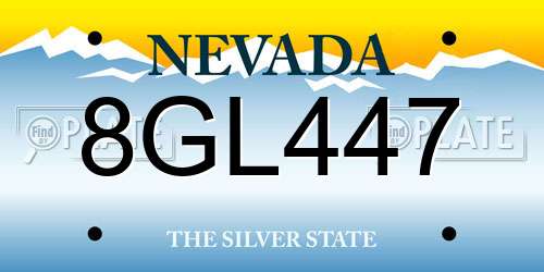 8GL447 Nevada License Plate