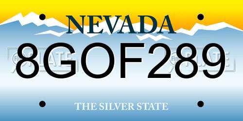8GOF289 Nevada License Plate