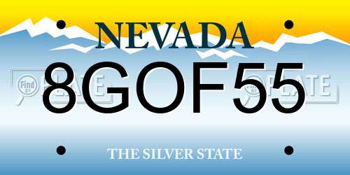 8GOF55 Nevada License Plate