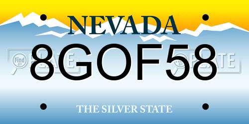8GOF58 Nevada License Plate