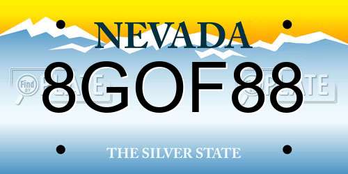 8GOF88 Nevada License Plate