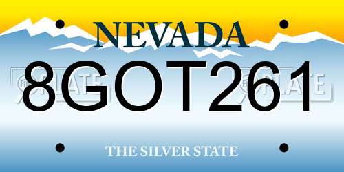 8GOT261 Nevada License Plate