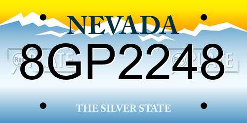 8GP2248 Nevada License Plate