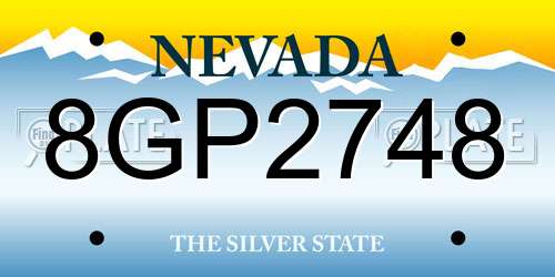 8GP2748 Nevada License Plate
