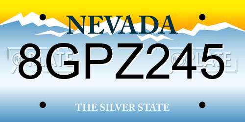 8GPZ245 Nevada License Plate