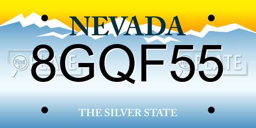 8GQF55 Nevada License Plate