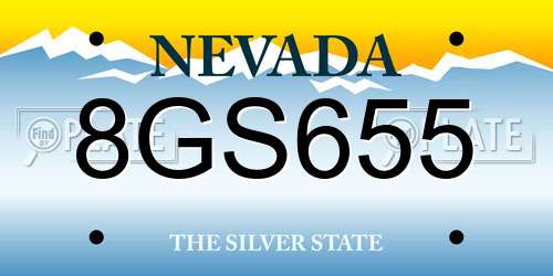 8GS655 Nevada License Plate