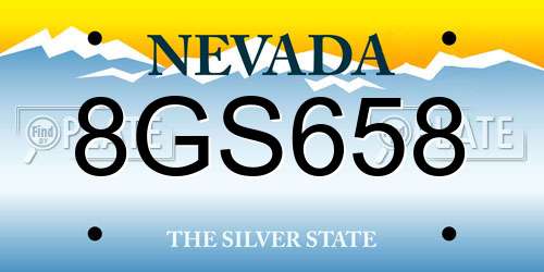 8GS658 Nevada License Plate